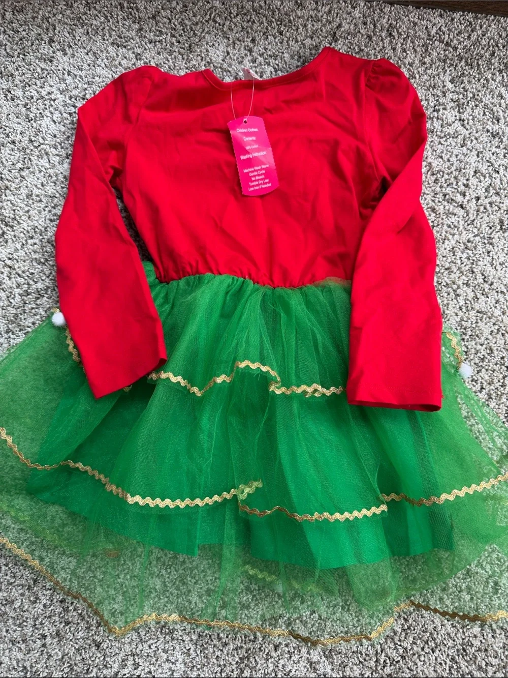NWT Amazon Girls' Red & Green Christmas Tree Tutu Dress & Tree Headband size 6